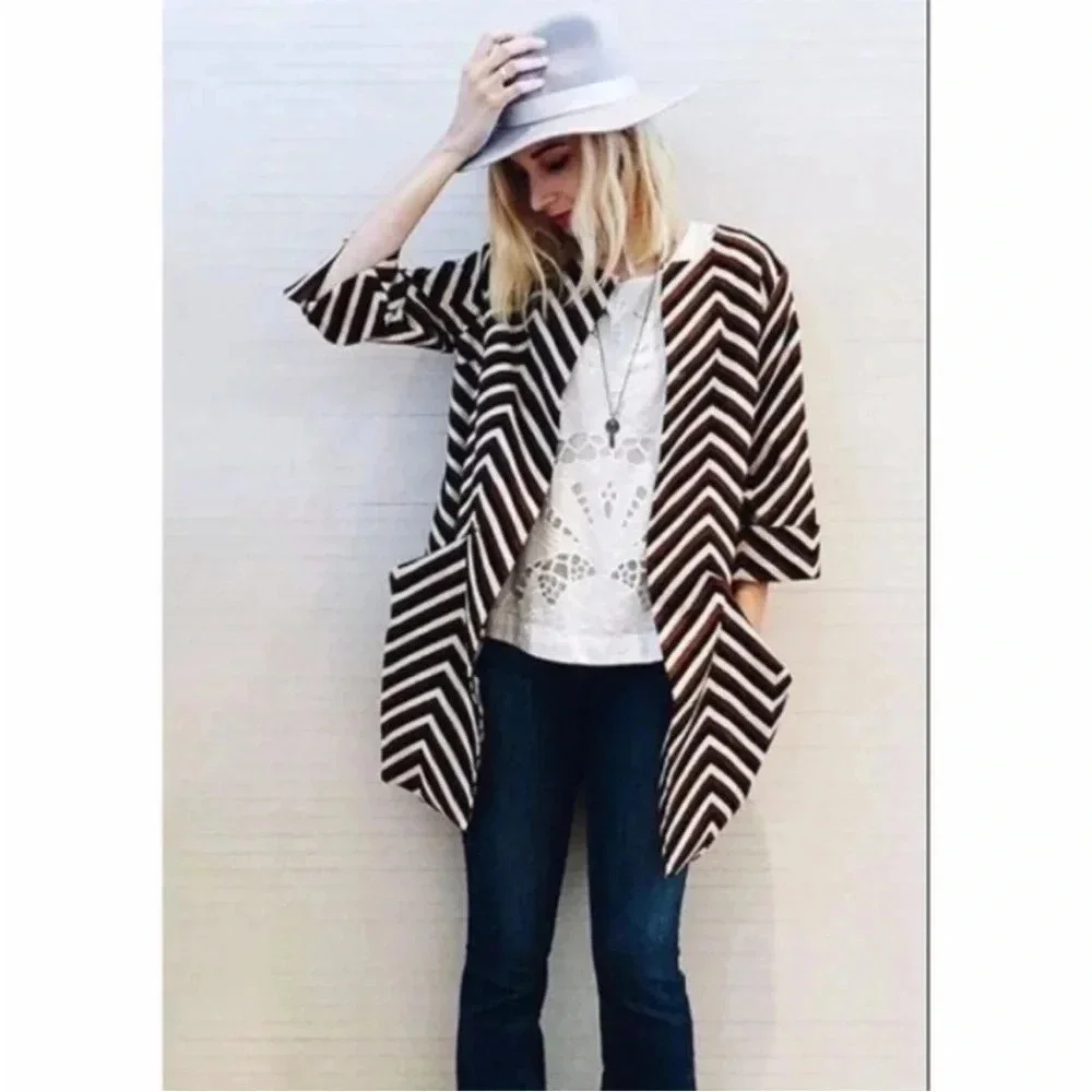 Anthropologie Eva Franco Chevron Car Coat - Picture 2 of 8